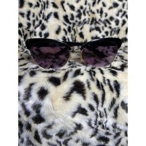 Betsey Johnson Cat Eye Sunglasses Black Frame Purple Tinted Lens Women
